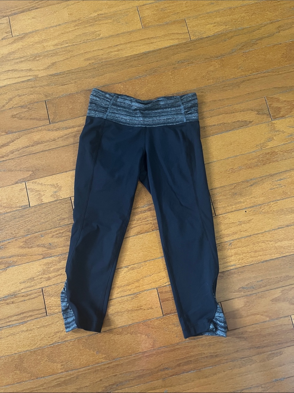Under Armour Black Capri Leggings with Heathered Gray Waistband